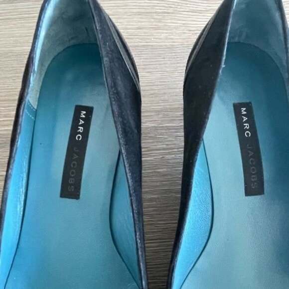 MARC JACOBS Black Suede & Leather Kitten Heel Pointed Toe Size 6 - Picture 15 of 16